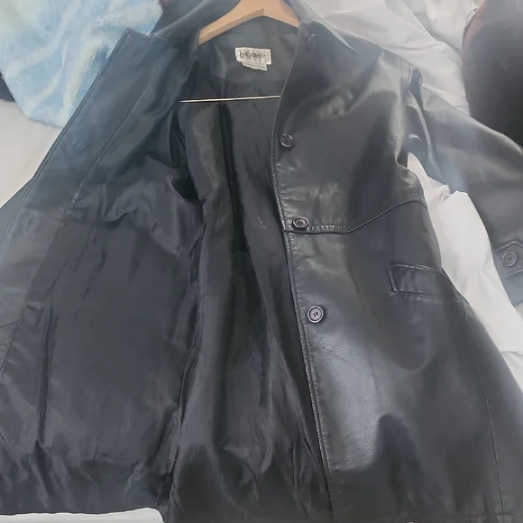 Bagatelle Vintage Black Leather Midi Trench Coat Belted Edgy 90s - Picture 8 of 12